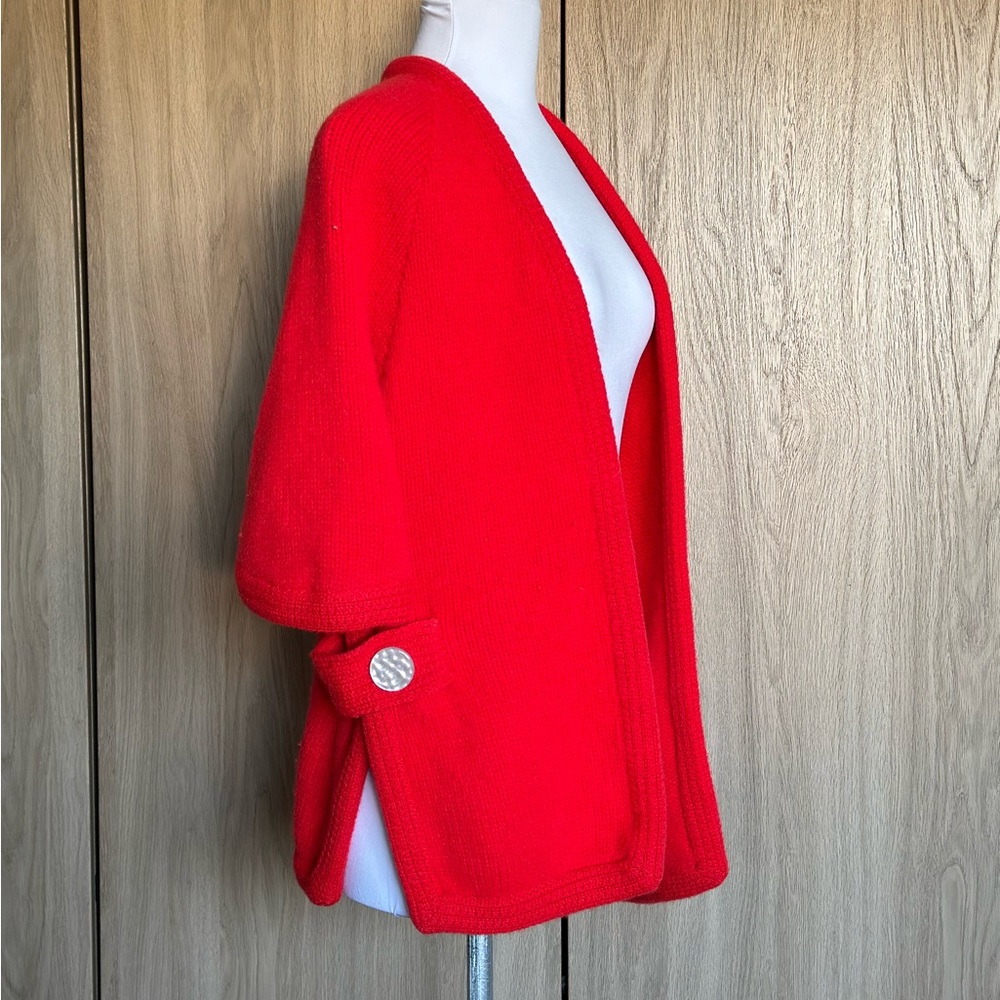 1950s vintage mid century bright red open sweater